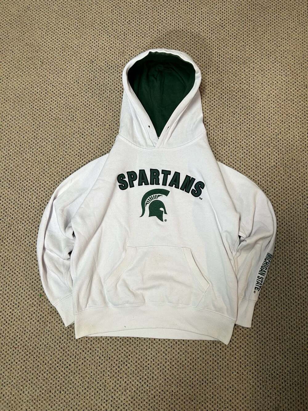 Stadium Athletics Michigan State Spartans Hoodie White Green Size M
